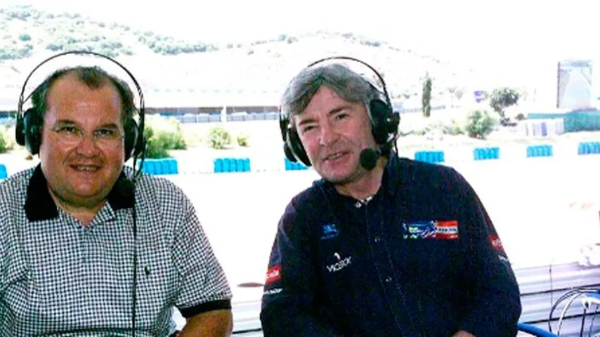 Ángel Nieto con Valentín Requena. (Foto: RTVE)